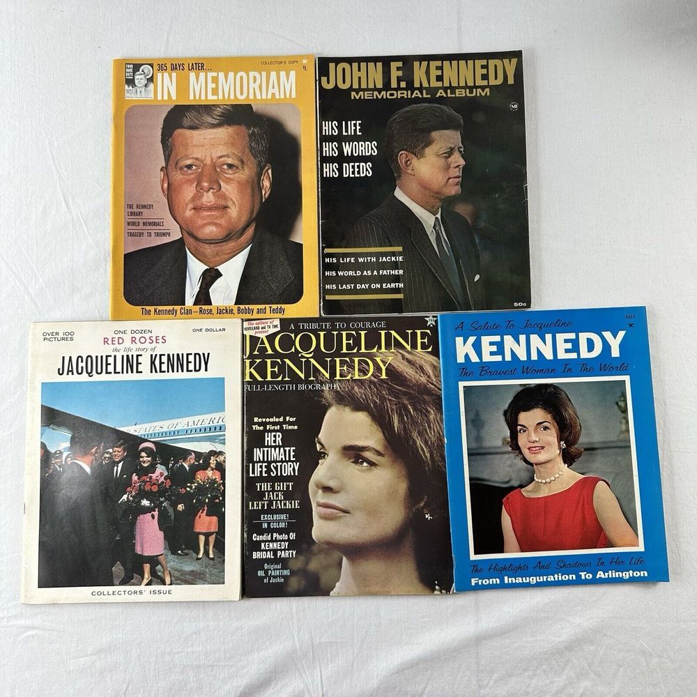 Lot Of 5 Vtg JOHN F KENNEDY & Jaqueline‎ Magazines MEMORIAL ALBUM 1964 Tribute